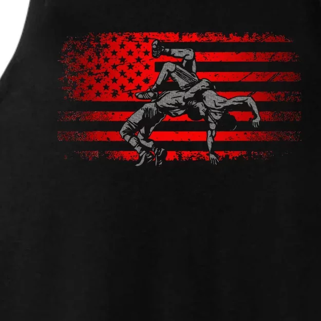 American Flag Wrestling Wrestling Ladies Tri-Blend Wicking Tank