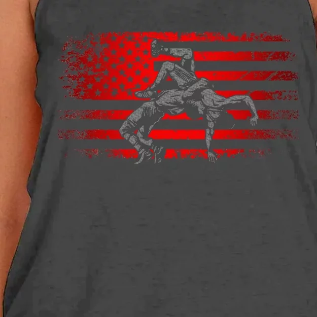 American Flag Wrestling Wrestling Women's Knotted Racerback Tank