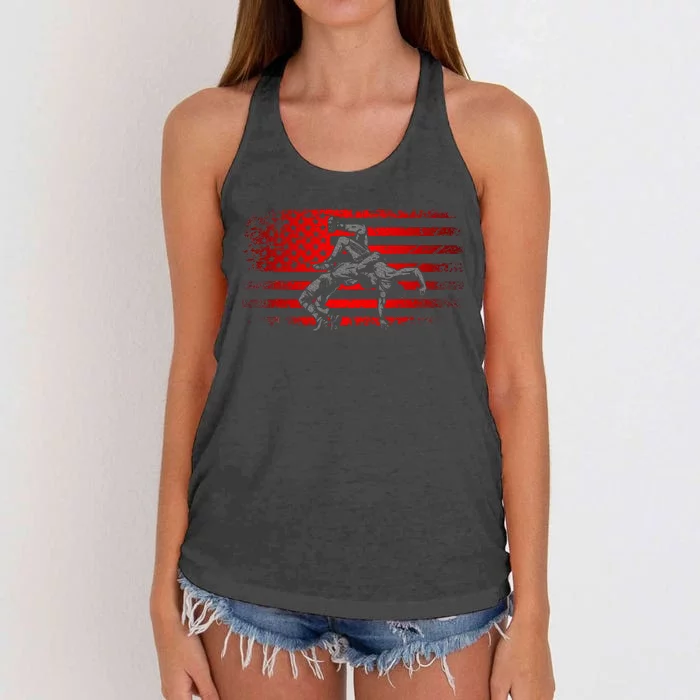 American Flag Wrestling Wrestling Women's Knotted Racerback Tank