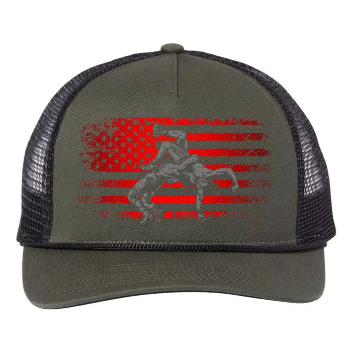 American Flag Wrestling Wrestling Retro Rope Trucker Hat Cap