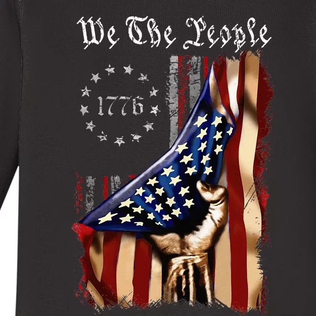 American Flag We The People History 1776 4th Of July Baby Long Sleeve Bodysuit