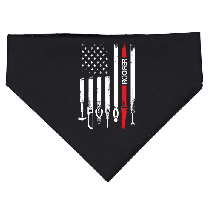 American Flag With Roofer For Women Men Father USA-Made Doggie Bandana