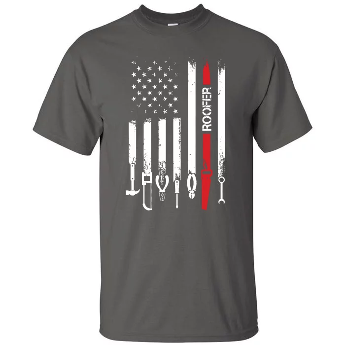 American Flag With Roofer For Women Men Father Tall T-Shirt