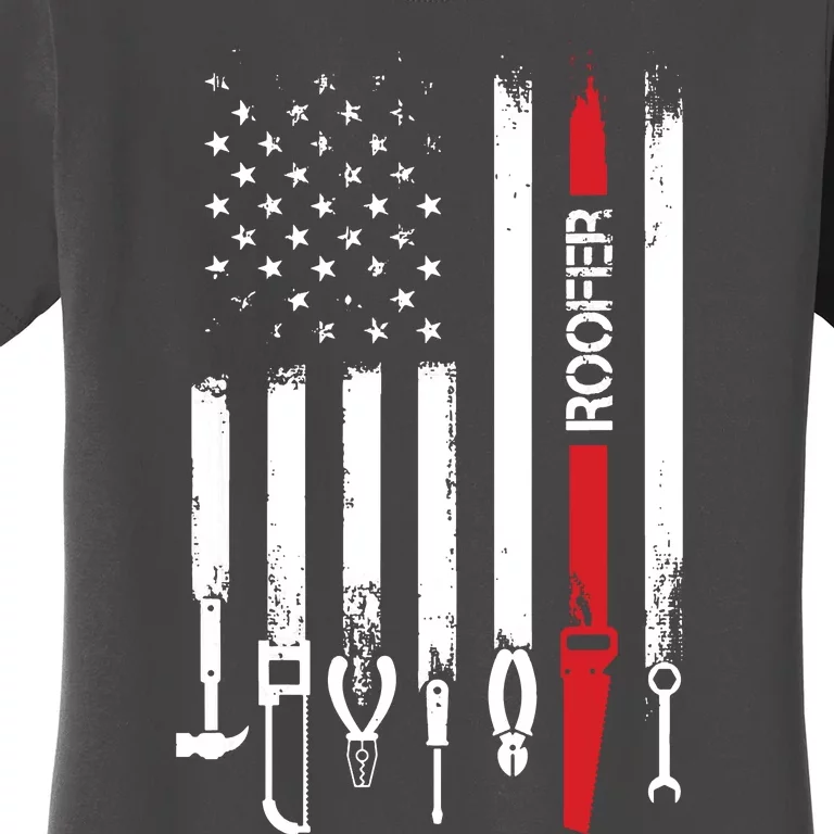 American Flag With Roofer For Women Men Father Women's T-Shirt