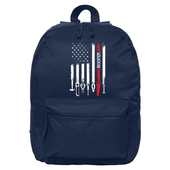 American Flag With Roofer For Women Men Father 16 in Basic Backpack