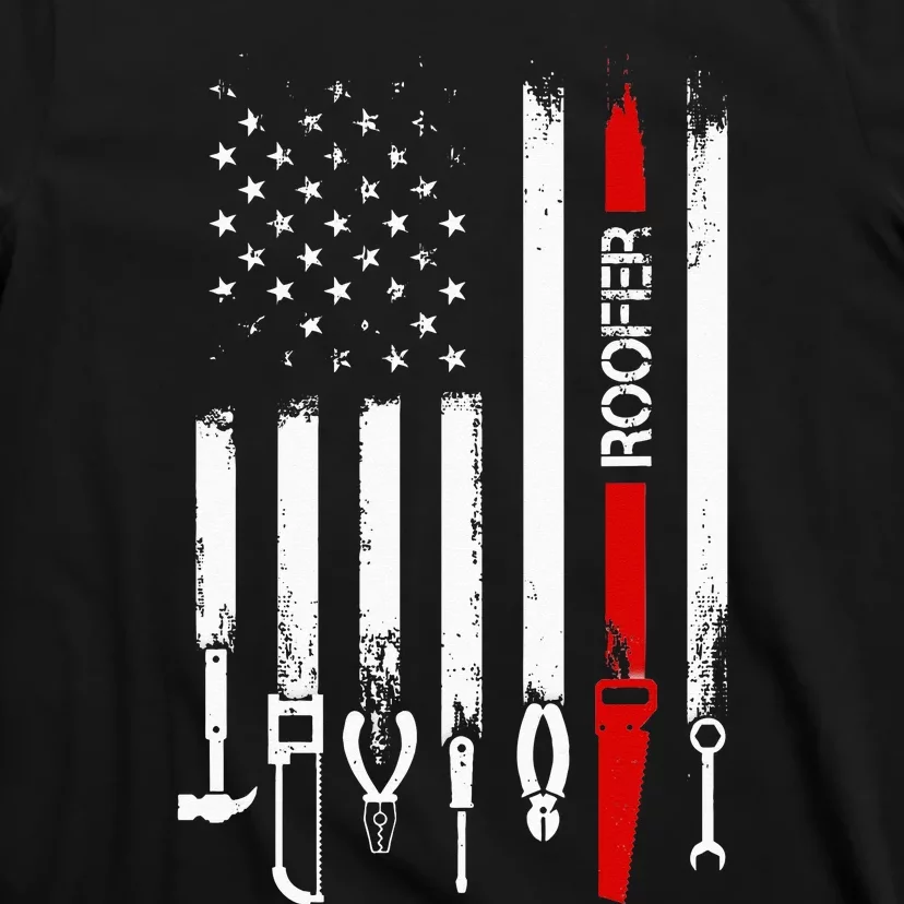 American Flag with Roofer for wo father T-Shirt