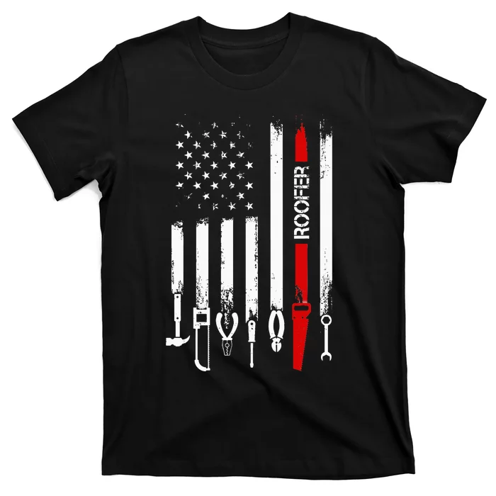 American Flag with Roofer for wo father T-Shirt