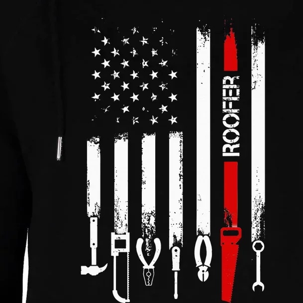 American Flag with Roofer for wo father Womens Funnel Neck Pullover Hood