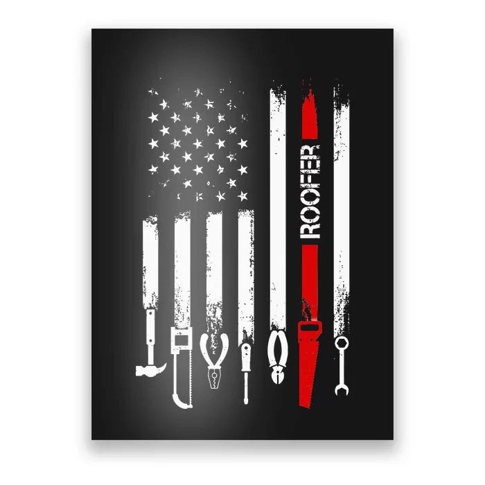 American Flag with Roofer for wo father Poster