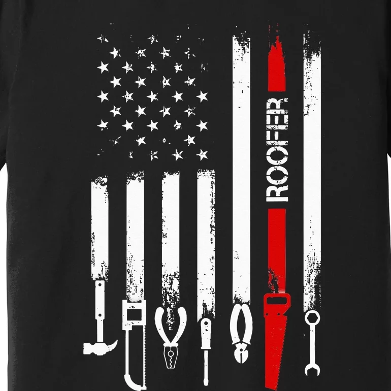 American Flag with Roofer for wo father Premium T-Shirt