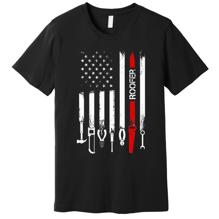 American Flag with Roofer for wo father Premium T-Shirt