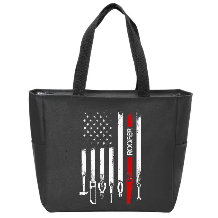 American Flag with Roofer for wo father Zip Tote Bag