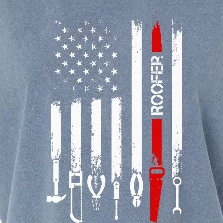 American Flag with Roofer for wo father Garment-Dyed Women's Muscle Tee