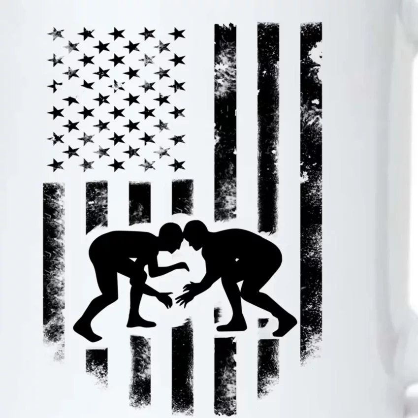 American Flag Wrestling Gift Distressed Wrestle Gift Black Color Changing Mug