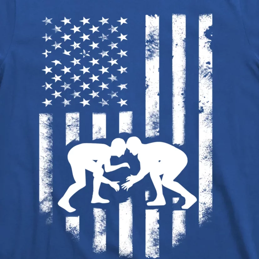 American Flag Wrestling Gift Distressed Wrestle Gift T-Shirt