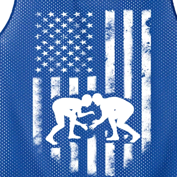 American Flag Wrestling Gift Distressed Wrestle Gift Mesh Reversible Basketball Jersey Tank