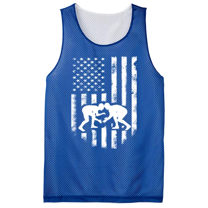 American Flag Wrestling Gift Distressed Wrestle Gift Mesh Reversible Basketball Jersey Tank