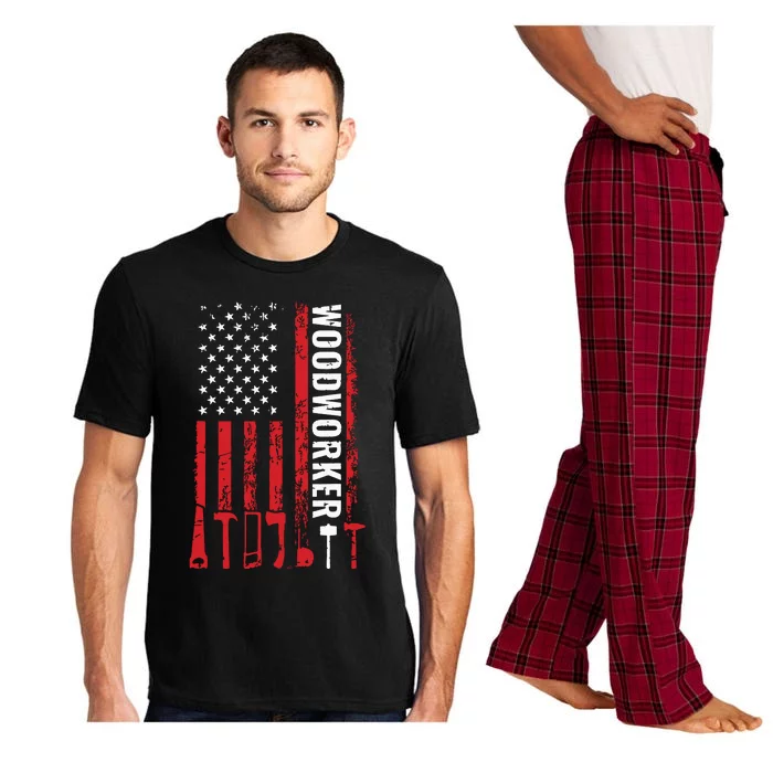 American Flag Woodworker Carpenter Funny Woodworking Pajama Set