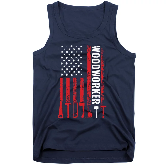 American Flag Woodworker Carpenter Funny Woodworking Tank Top