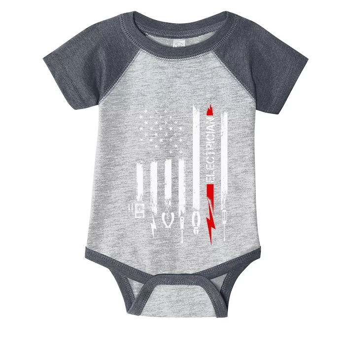 American Flag with Electrician for wo father Infant Baby Jersey Bodysuit