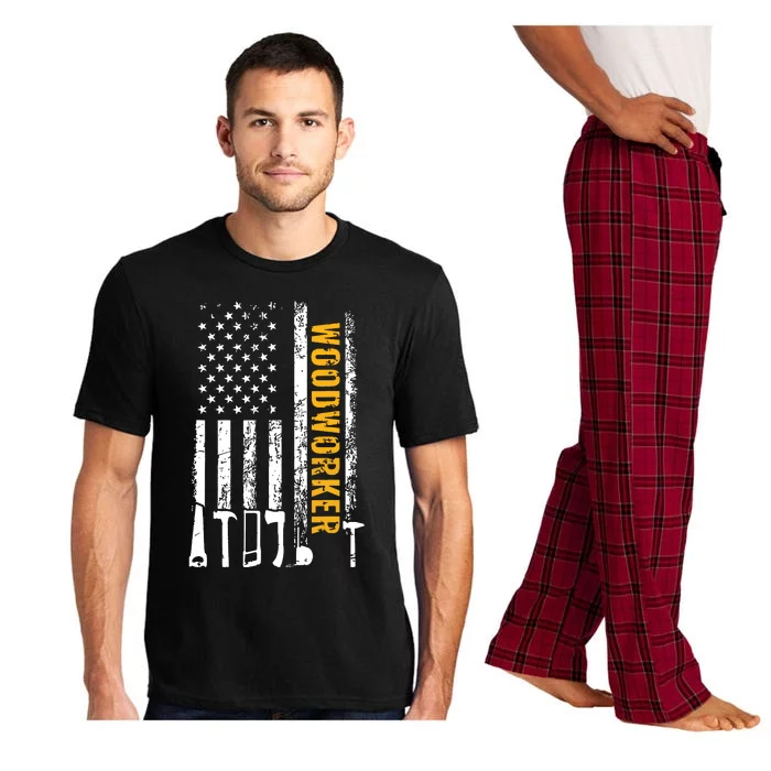 American Flag Woodworker Carpenter Funny Woodworking Pajama Set