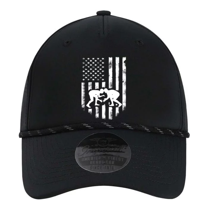 American Flag Wrestling Meaningful Gift Distressed Wrestle Gift Tee Performance The Dyno Cap