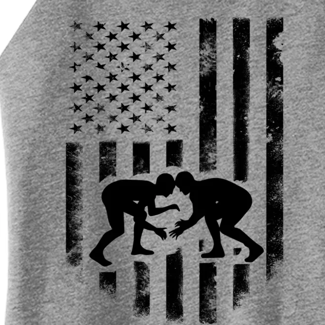 American Flag Wrestling Meaningful Gift Distressed Wrestle Gift Tee Women’s Perfect Tri Rocker Tank