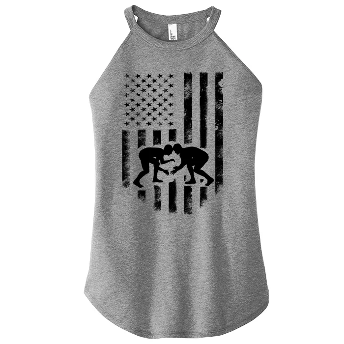 American Flag Wrestling Meaningful Gift Distressed Wrestle Gift Tee Women’s Perfect Tri Rocker Tank