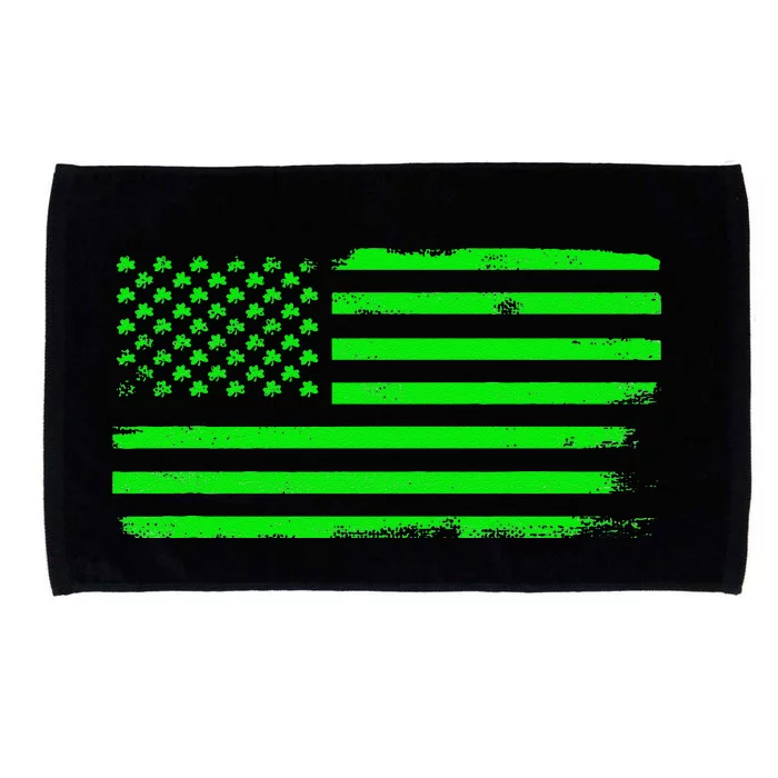 American Flag With Shamrocks Saint Patrick's Day Fun Microfiber Hand Towel