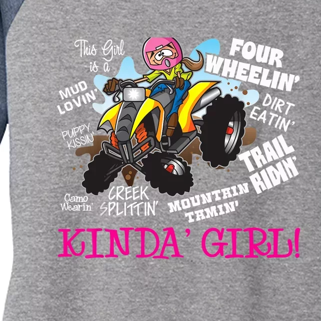 ATV Four Wheeler Off Road Trail Riding Kinda Girl Women's Tri-Blend 3/4-Sleeve Raglan Shirt