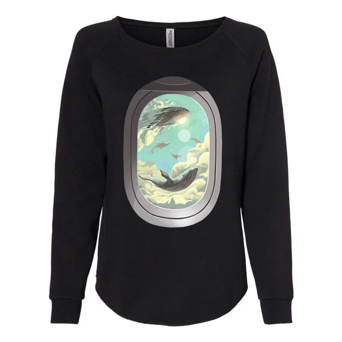 Abstract Flying Whales Womens California Wash Sweatshirt