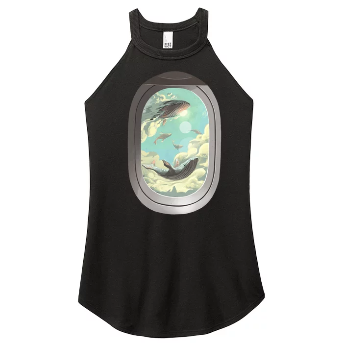 Abstract Flying Whales Women’s Perfect Tri Rocker Tank