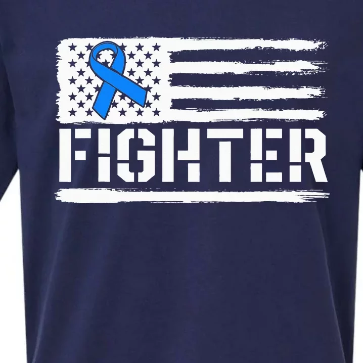 ALS Fighter Warrior Blue American Flag Awareness Ribbon Sueded Cloud Jersey T-Shirt