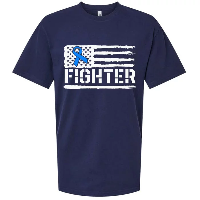 ALS Fighter Warrior Blue American Flag Awareness Ribbon Sueded Cloud Jersey T-Shirt