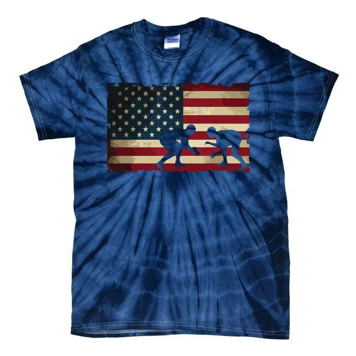 American Flag Wrestling Cool USA Wrestle Gift Tee For Fans Tie-Dye T-Shirt