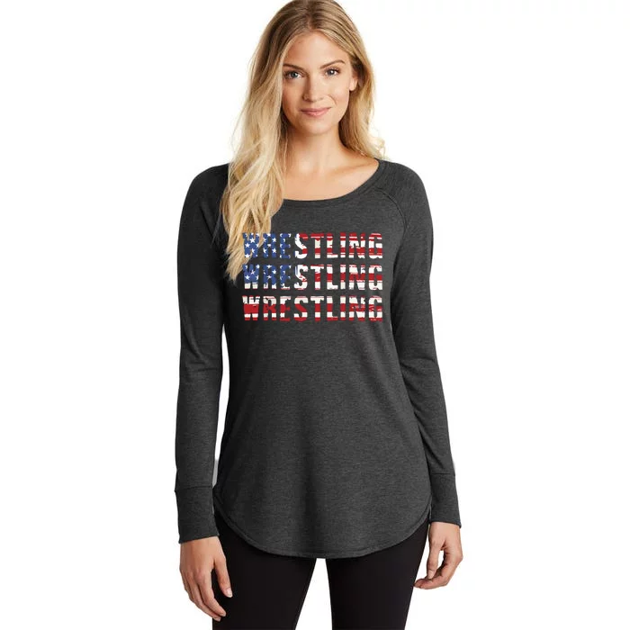 American Flag Wrestling USA Flag Wrestling Women's Perfect Tri Tunic Long Sleeve Shirt