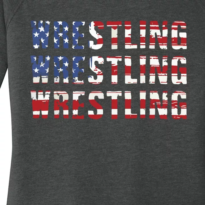 American Flag Wrestling USA Flag Wrestling Women's Perfect Tri Tunic Long Sleeve Shirt