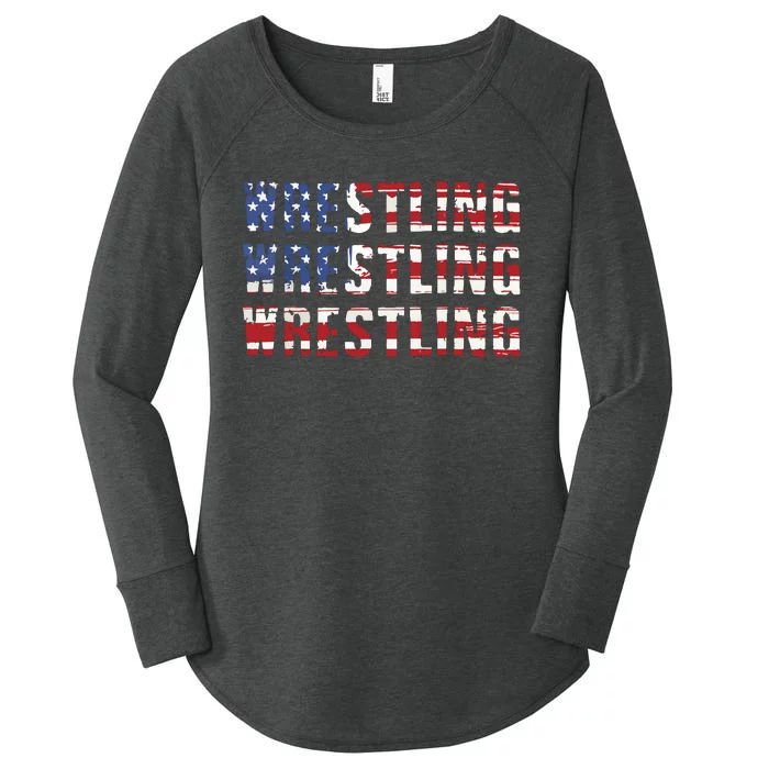 American Flag Wrestling USA Flag Wrestling Women's Perfect Tri Tunic Long Sleeve Shirt