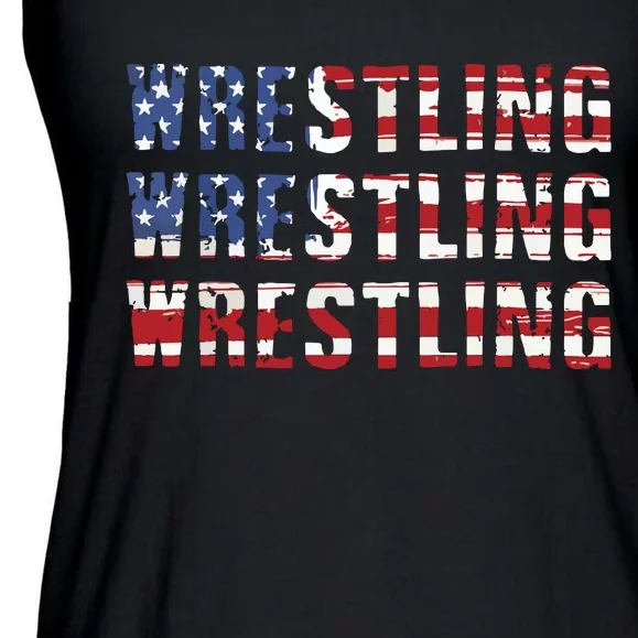 American Flag Wrestling USA Flag Wrestling Ladies Essential Flowy Tank