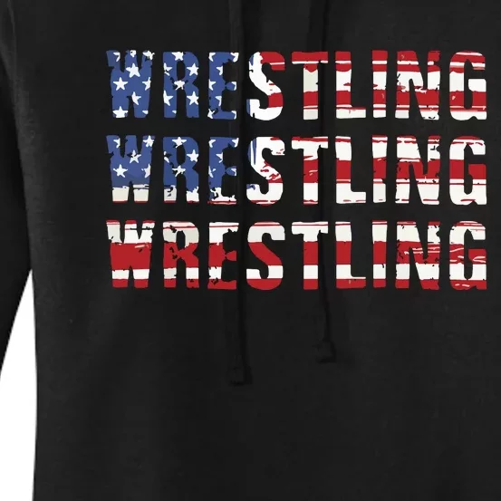 American Flag Wrestling USA Flag Wrestling Women's Pullover Hoodie