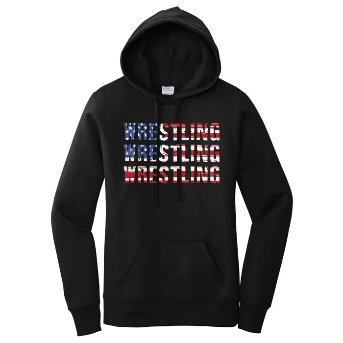 American Flag Wrestling USA Flag Wrestling Women's Pullover Hoodie