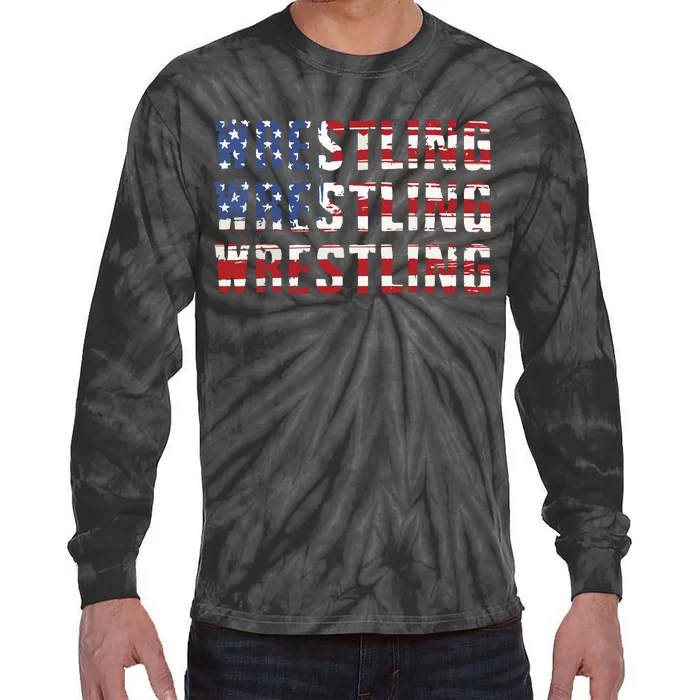 American Flag Wrestling USA Flag Wrestling Tie-Dye Long Sleeve Shirt