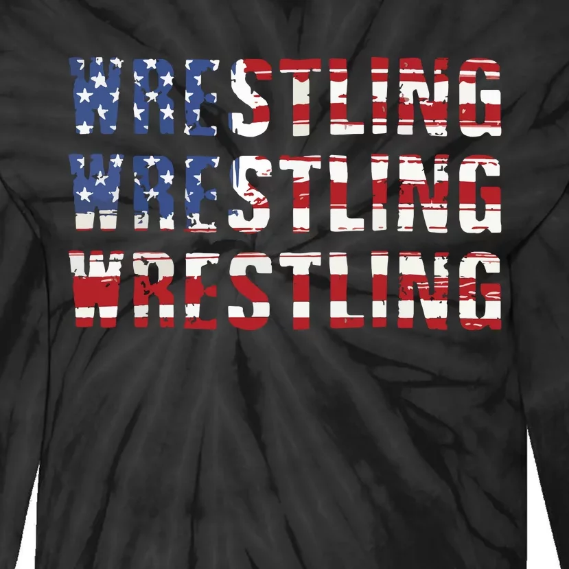 American Flag Wrestling USA Flag Wrestling Tie-Dye Long Sleeve Shirt