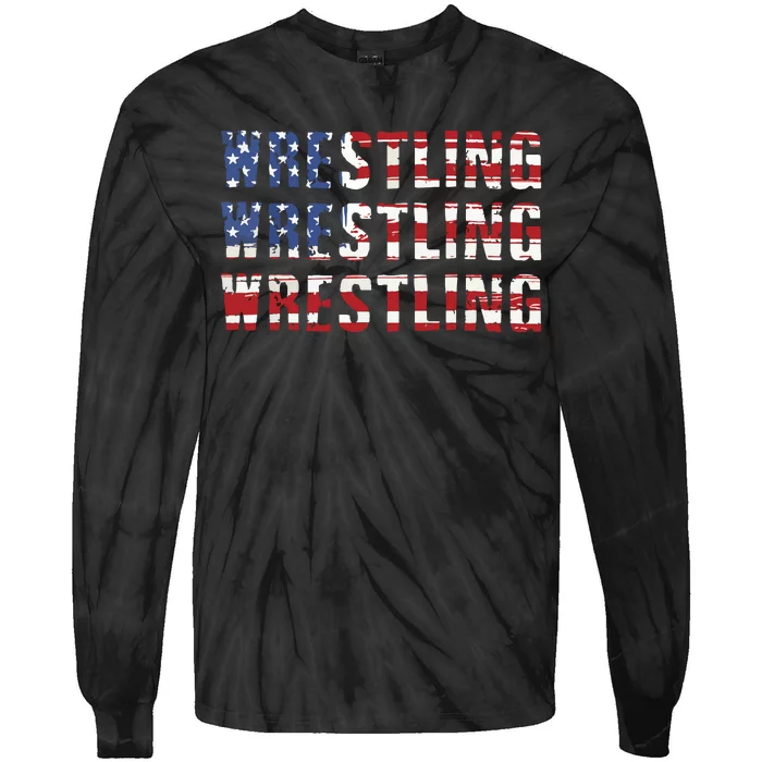 American Flag Wrestling USA Flag Wrestling Tie-Dye Long Sleeve Shirt