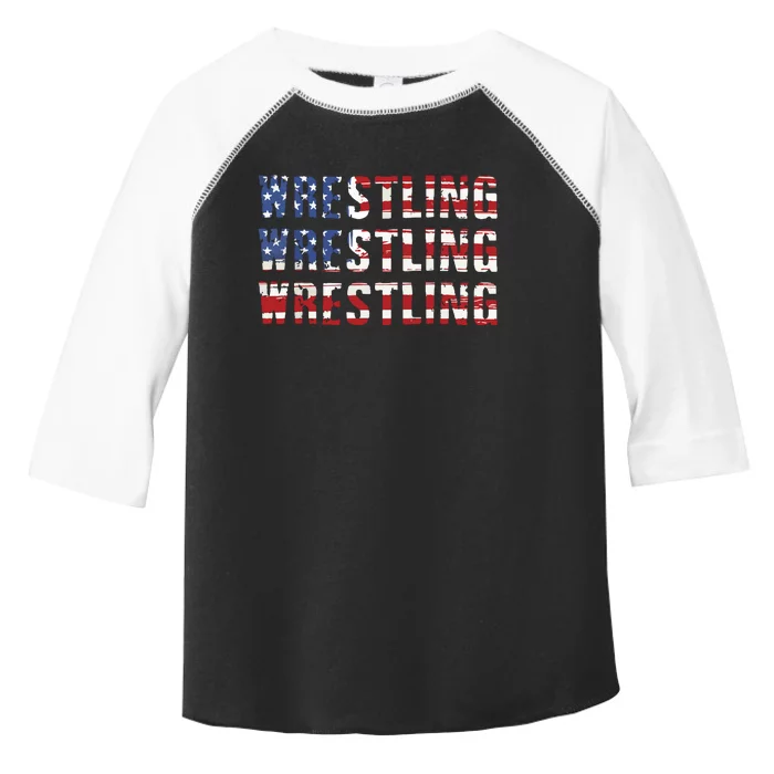 American Flag Wrestling USA Flag Wrestling Toddler Fine Jersey T-Shirt