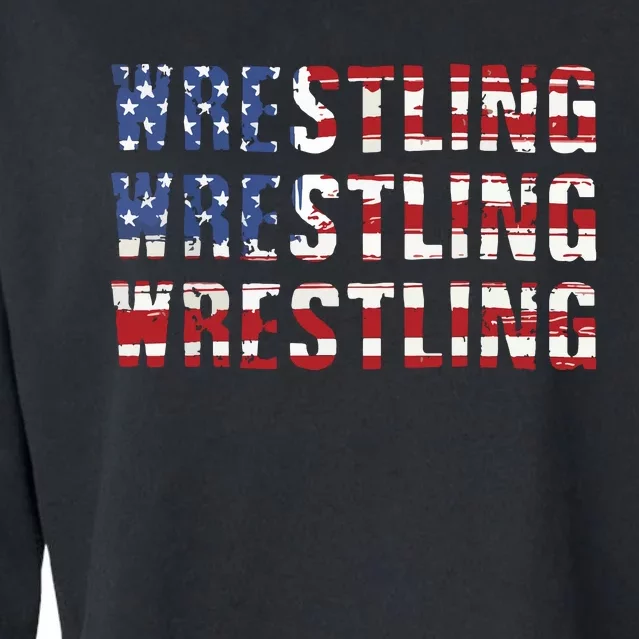 American Flag Wrestling USA Flag Wrestling Cropped Pullover Crew