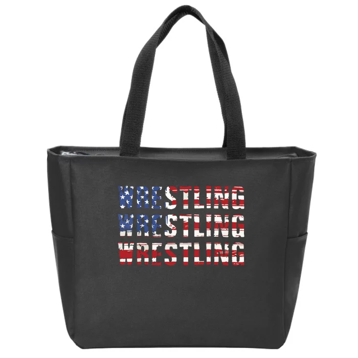 American Flag Wrestling USA Flag Wrestling Zip Tote Bag