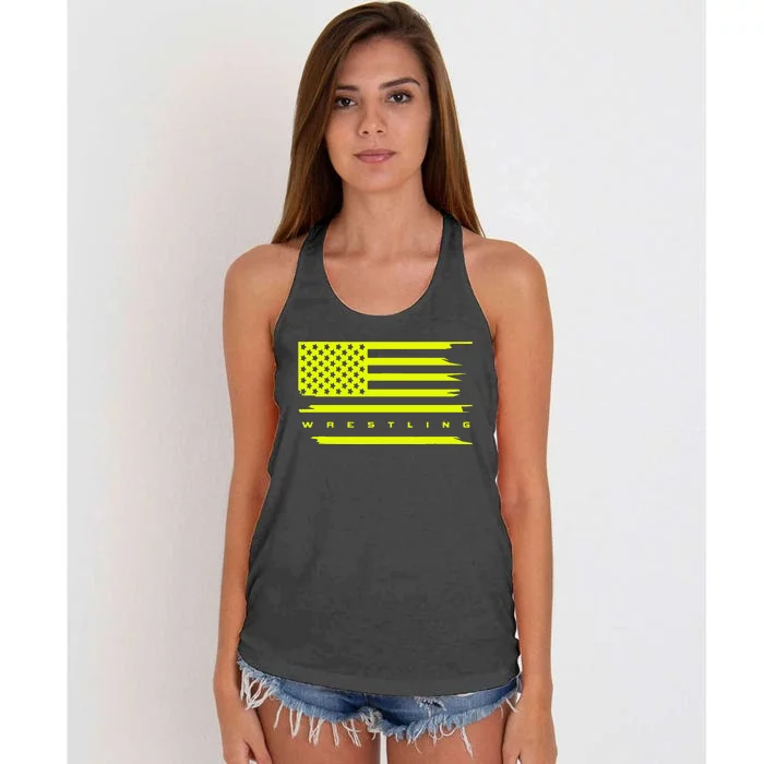 American Flag Wrestling Apparel Wrestling Women's Knotted Racerback Tank