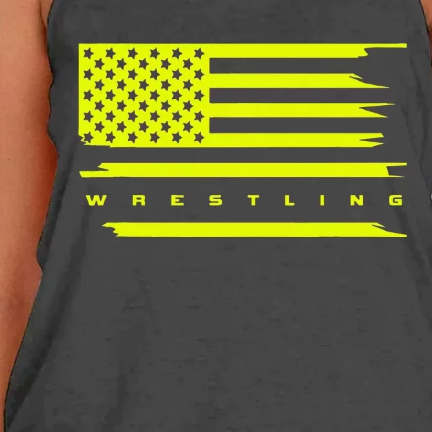 American Flag Wrestling Apparel Wrestling Women's Knotted Racerback Tank