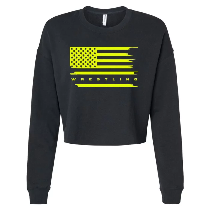 American Flag Wrestling Apparel Wrestling Cropped Pullover Crew